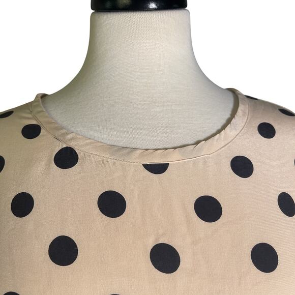 Equipment Beige/ Black Polka-Dot Short Sleeve Silk Shell Blouse Small - Picture 2 of 4